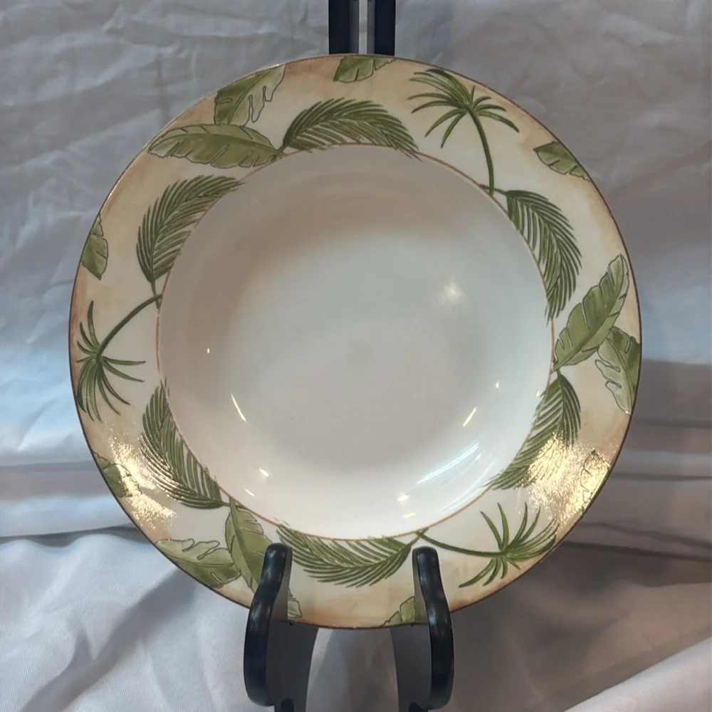 American Atelier ‘Tropical Palm’ Leaf Soup Bowl Set of 6, 5185, Palm Trees - Picture 2 of 5